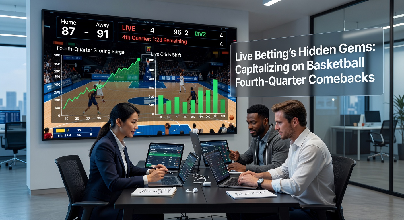 Live-Betting-Interface mit steigenden Quoten während eines Basketball-Comebacks