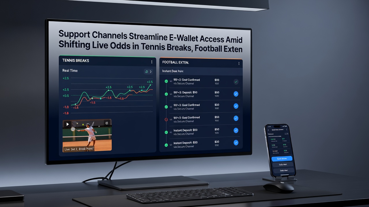 Mobile App mit Support-Chat und E-Wallet-Integration während Live-Sportwetten